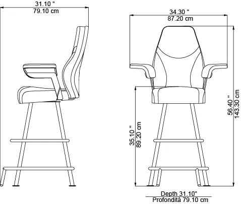 Gelesys Armrests Inspector, dimensions