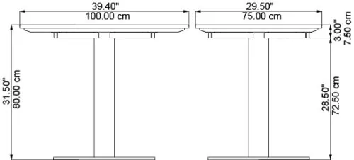 Square table, dimensions