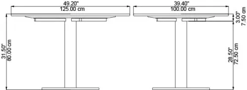 Bingo table, dimensions